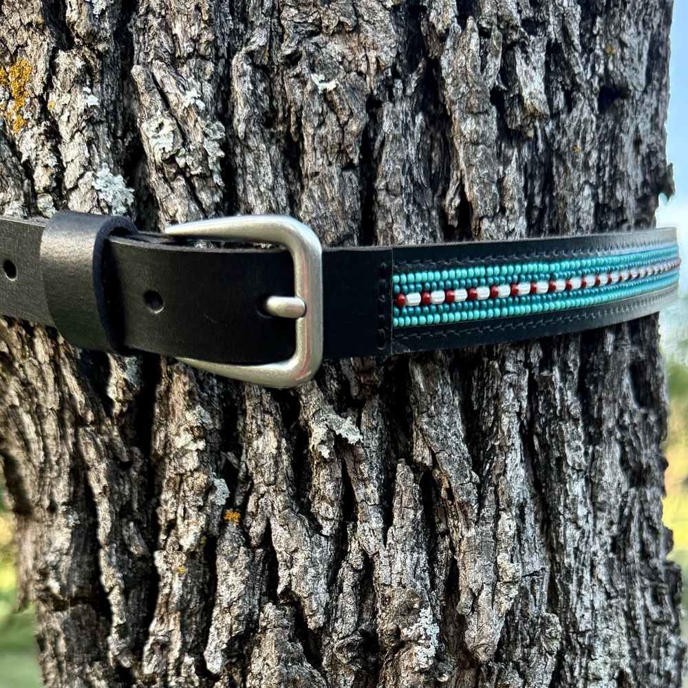 Lucky Brand Beaded Leather Belt